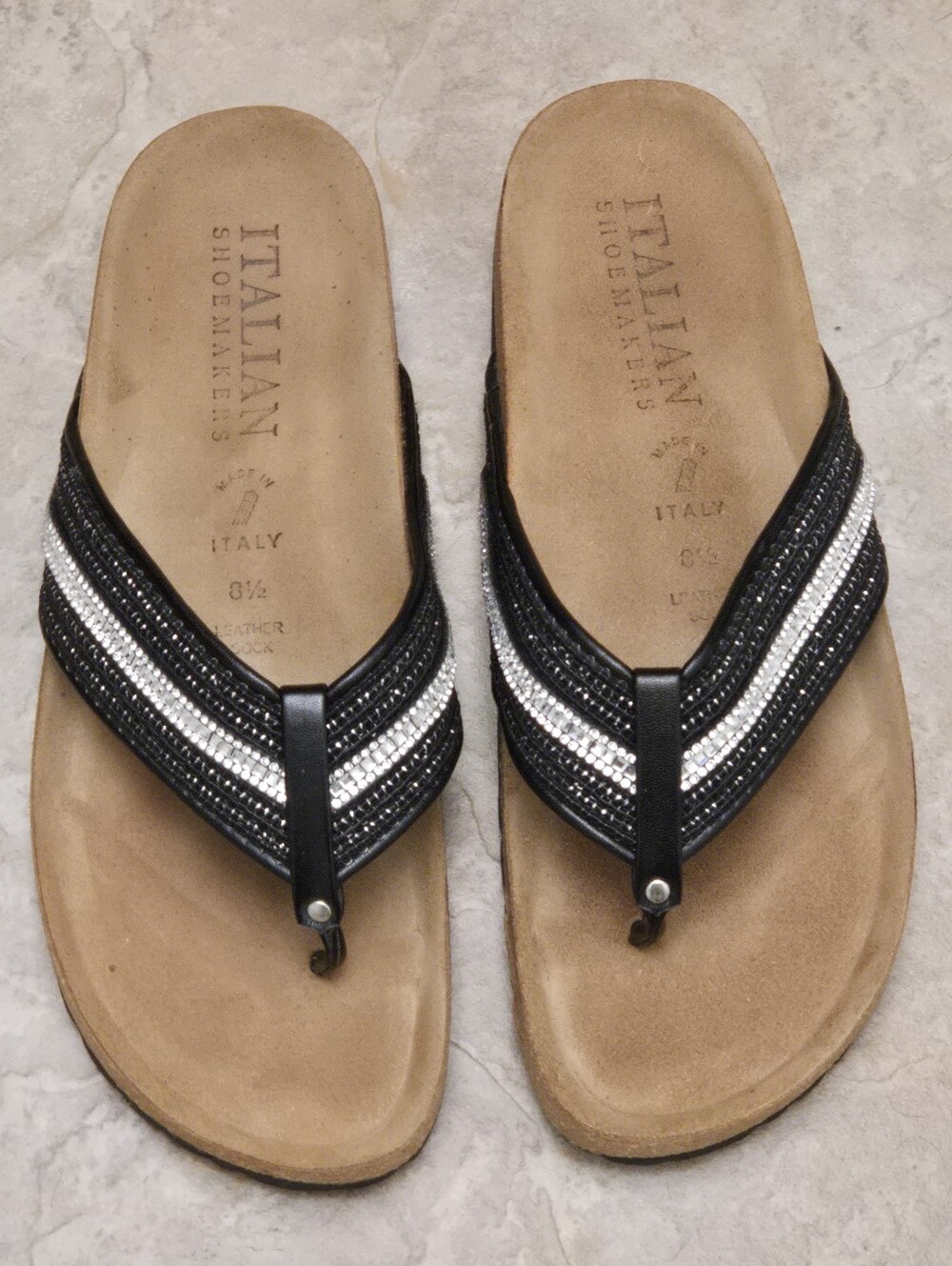 Shoes~Italian Shoemakers Nessa Sandals with Bling, Rhinestone~Sz 8.5, 8 1/2. EUC